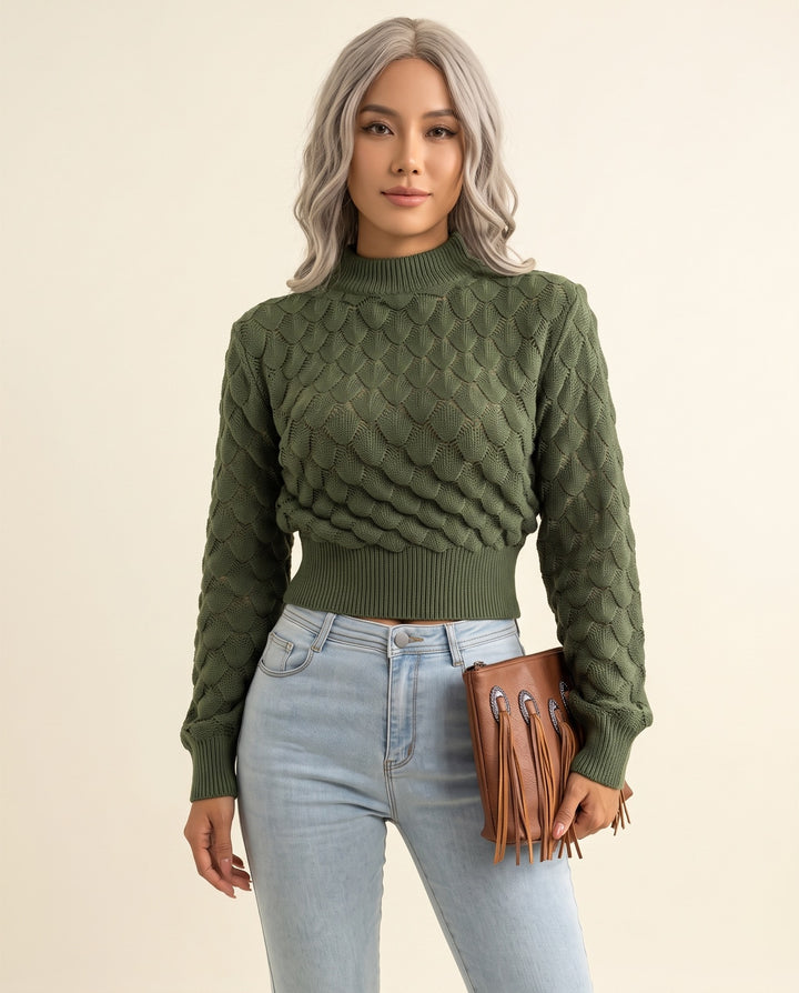 Open-Knit Cropped Sweater