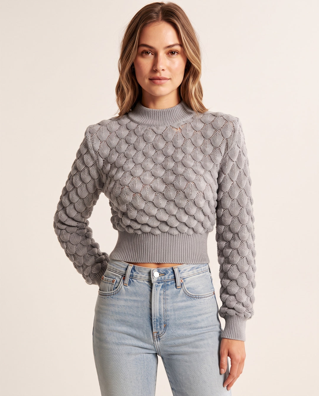 Open-Knit Cropped Sweater