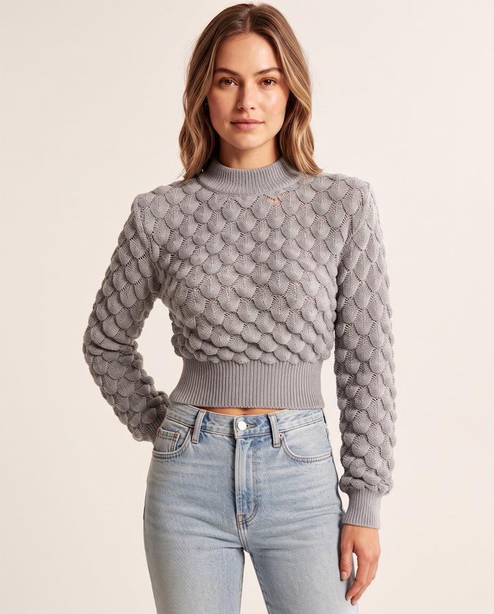 Open-Knit Cropped Sweater
