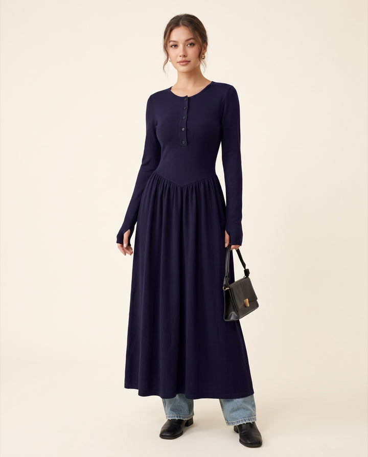 Round-Neck Knit Dress