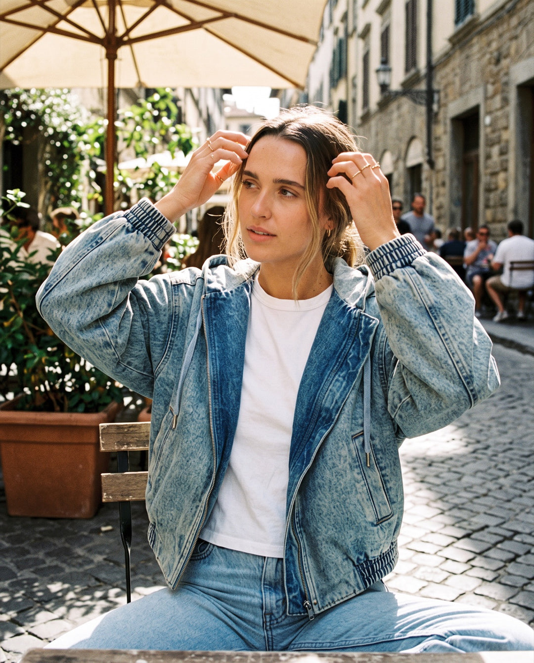 Hooded Denim Bomber