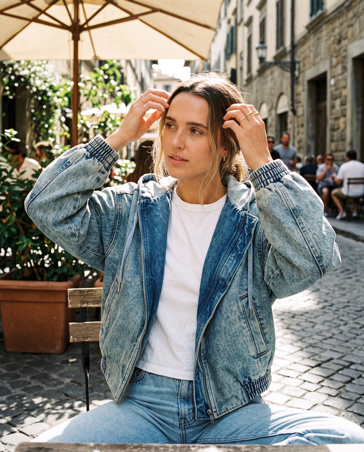 Hooded Denim Bomber