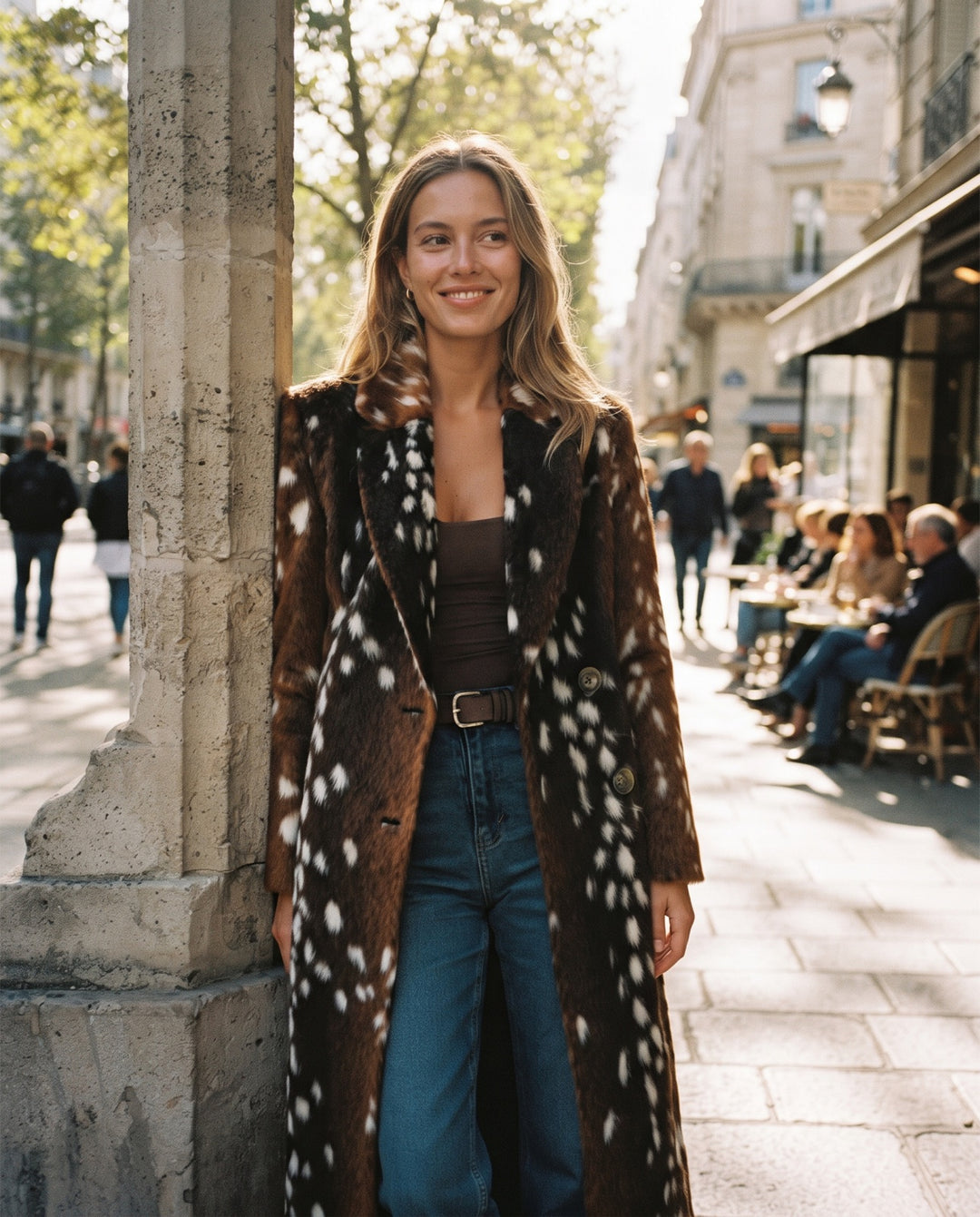 Spotted Faux-Fur Coat