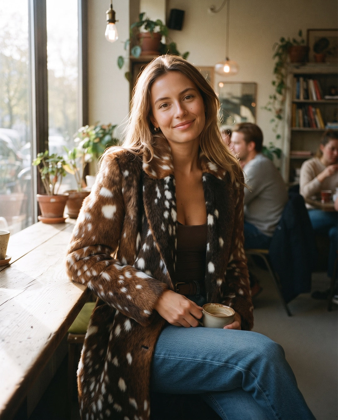 Spotted Faux-Fur Coat