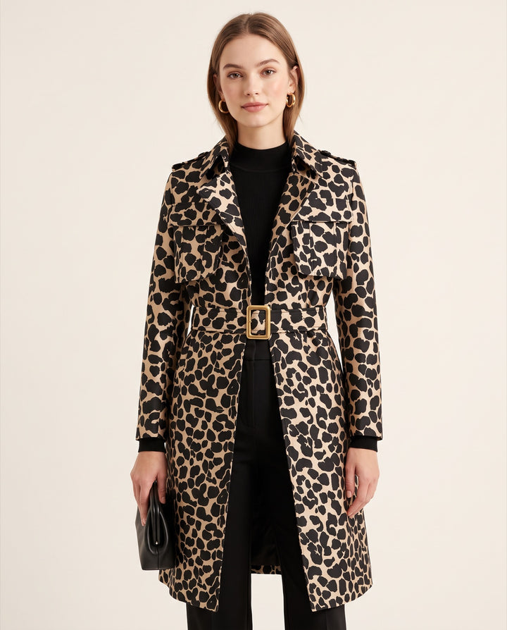 Leopard Jacquard Trench