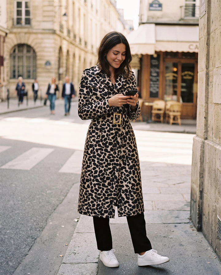 Leopard Jacquard Trench