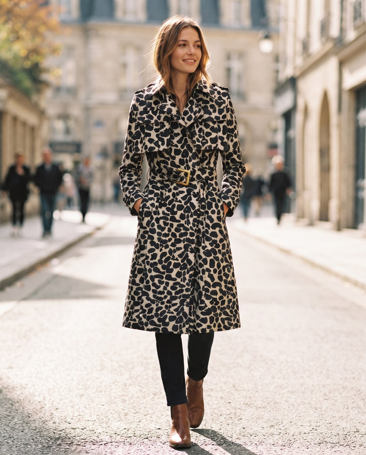 Leopard Jacquard Trench