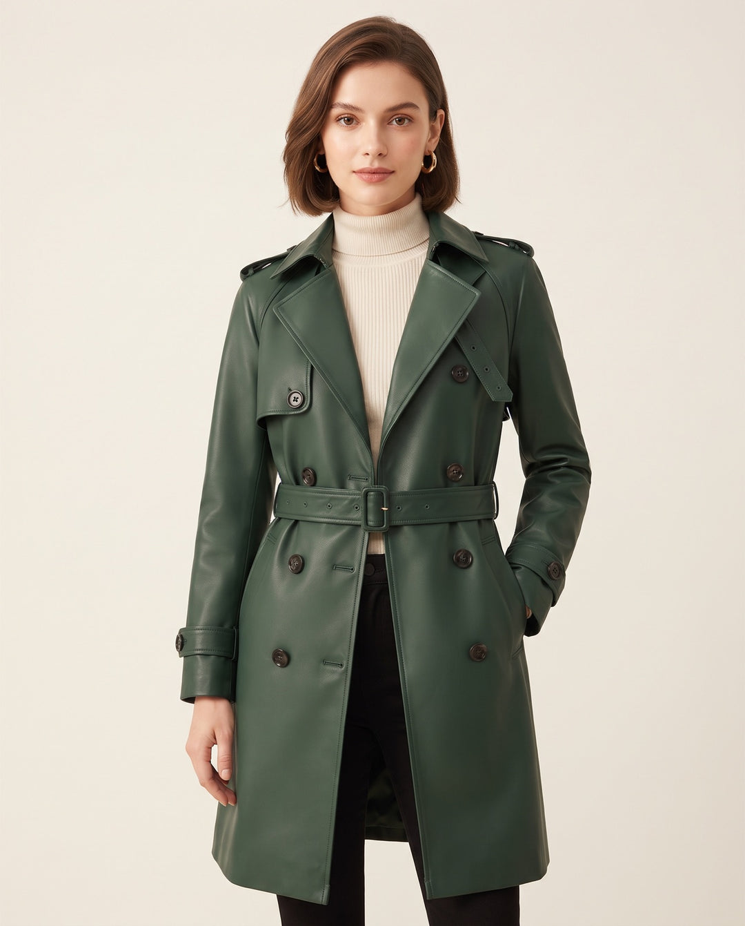 Belted Leather Trench