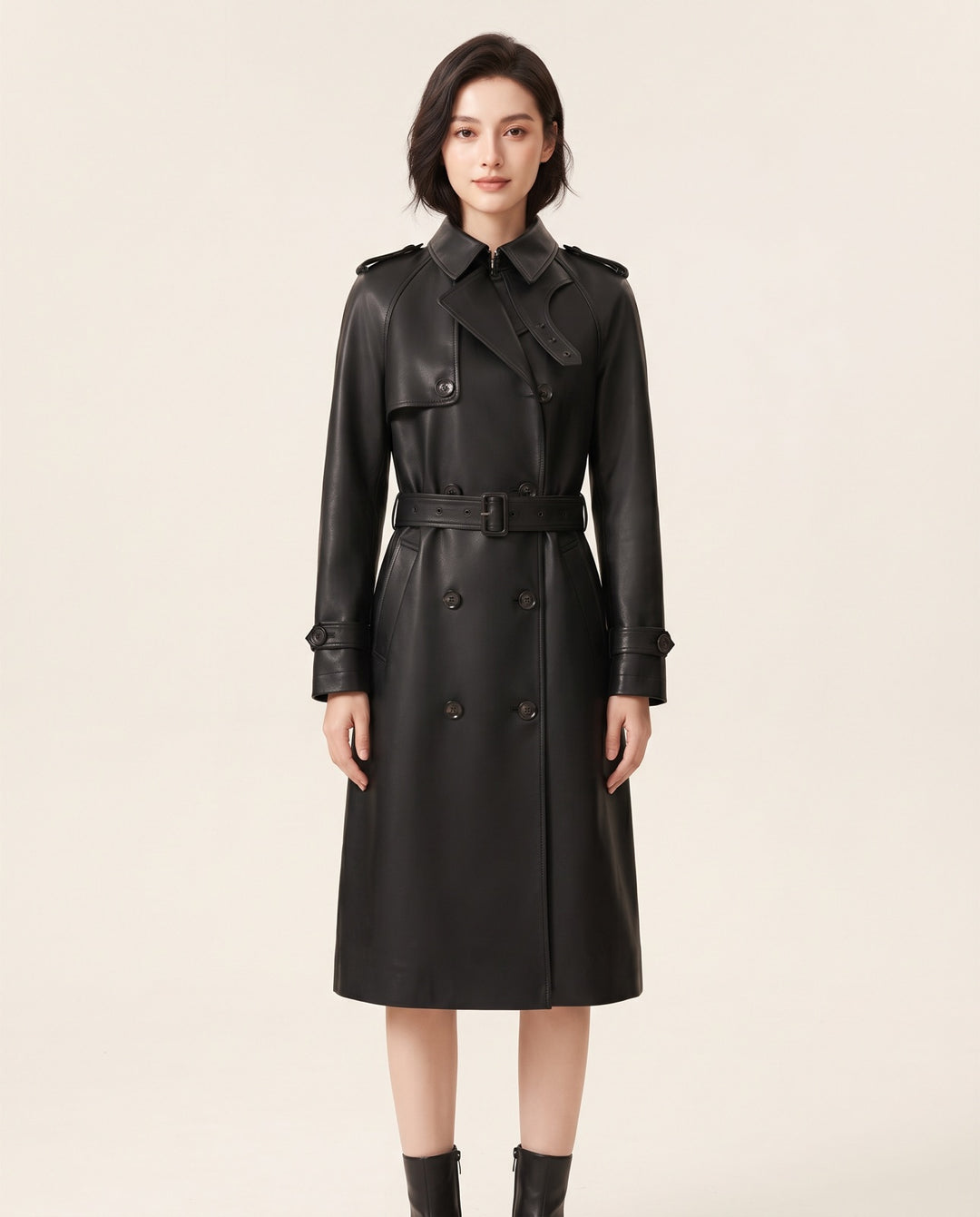 Belted Leather Trench