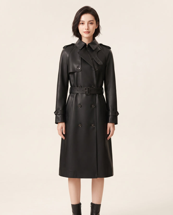 Belted Leather Trench