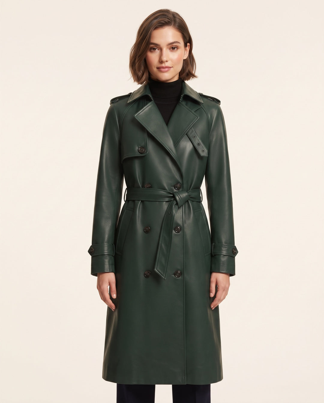 Belted Leather Trench