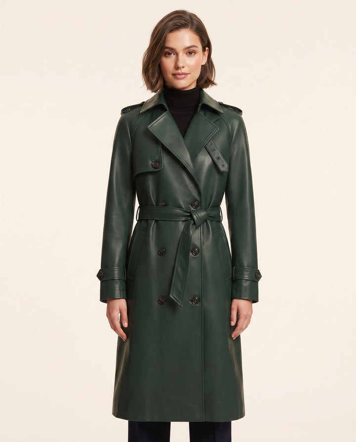 Belted Leather Trench