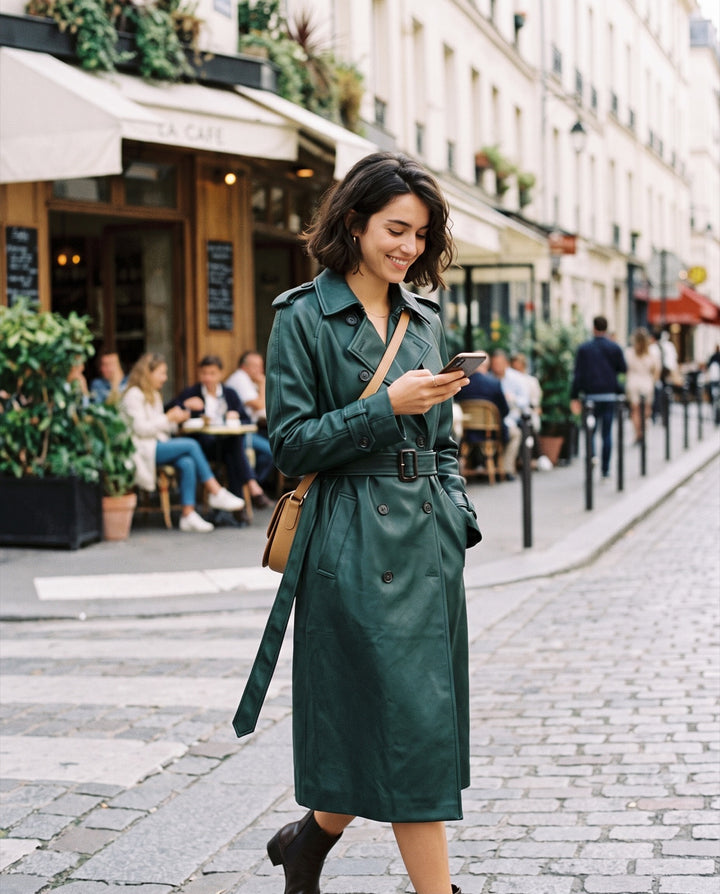 Belted Leather Trench