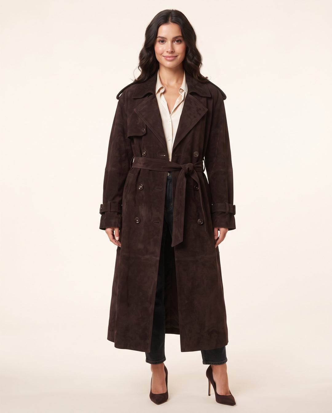 Belted Suede Trench