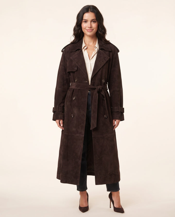 Belted Suede Trench
