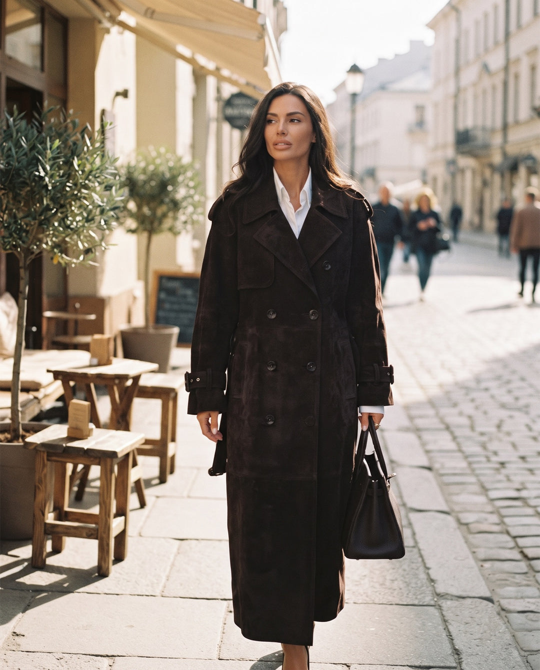 Belted Suede Trench