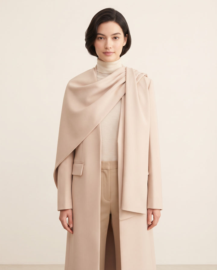 Cape-Scarf Longline Coat