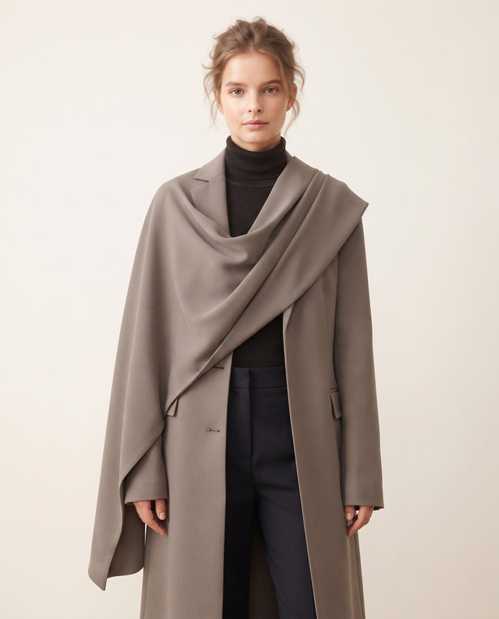 Cape-Scarf Longline Coat