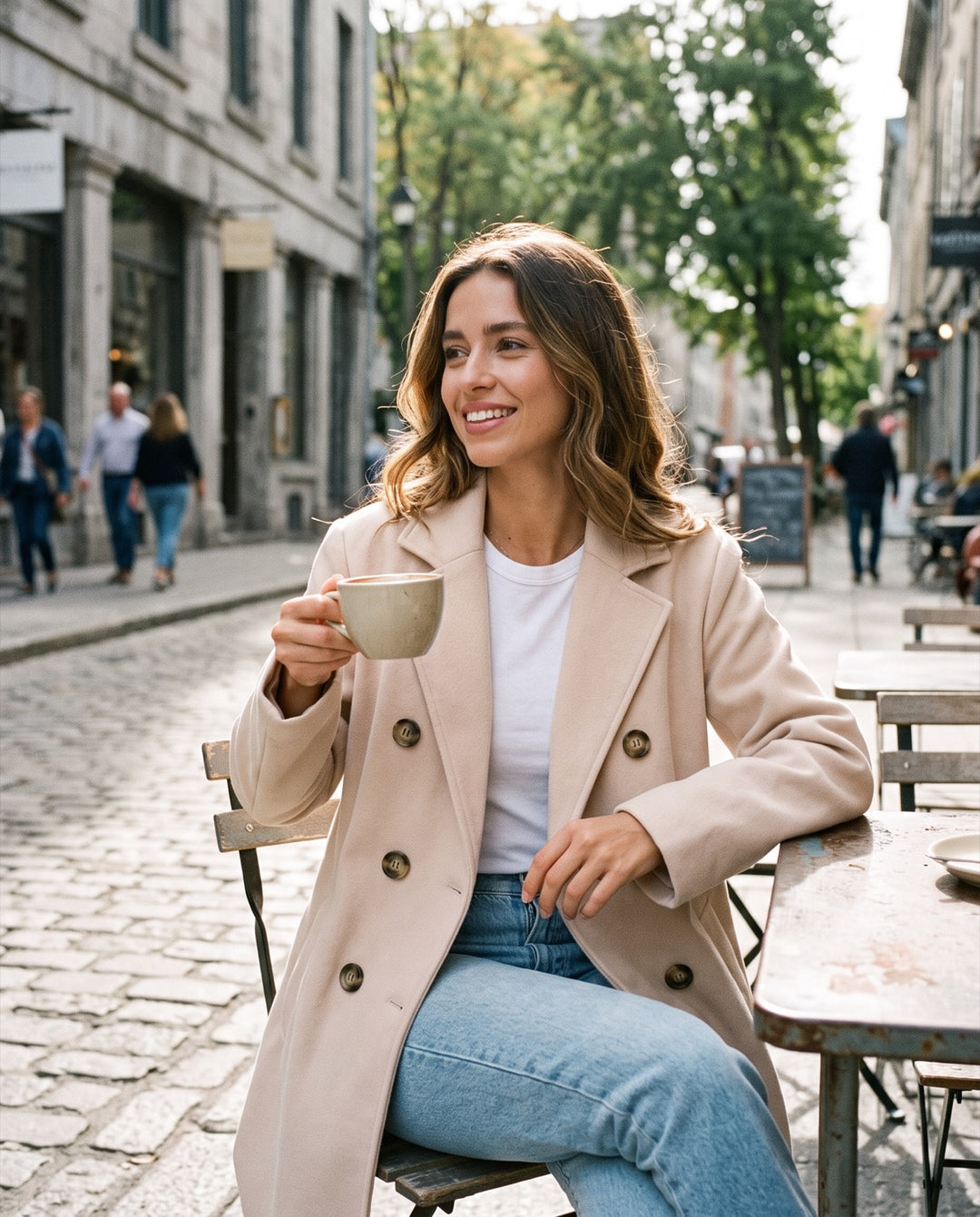 Double-Breasted Lapel Coat