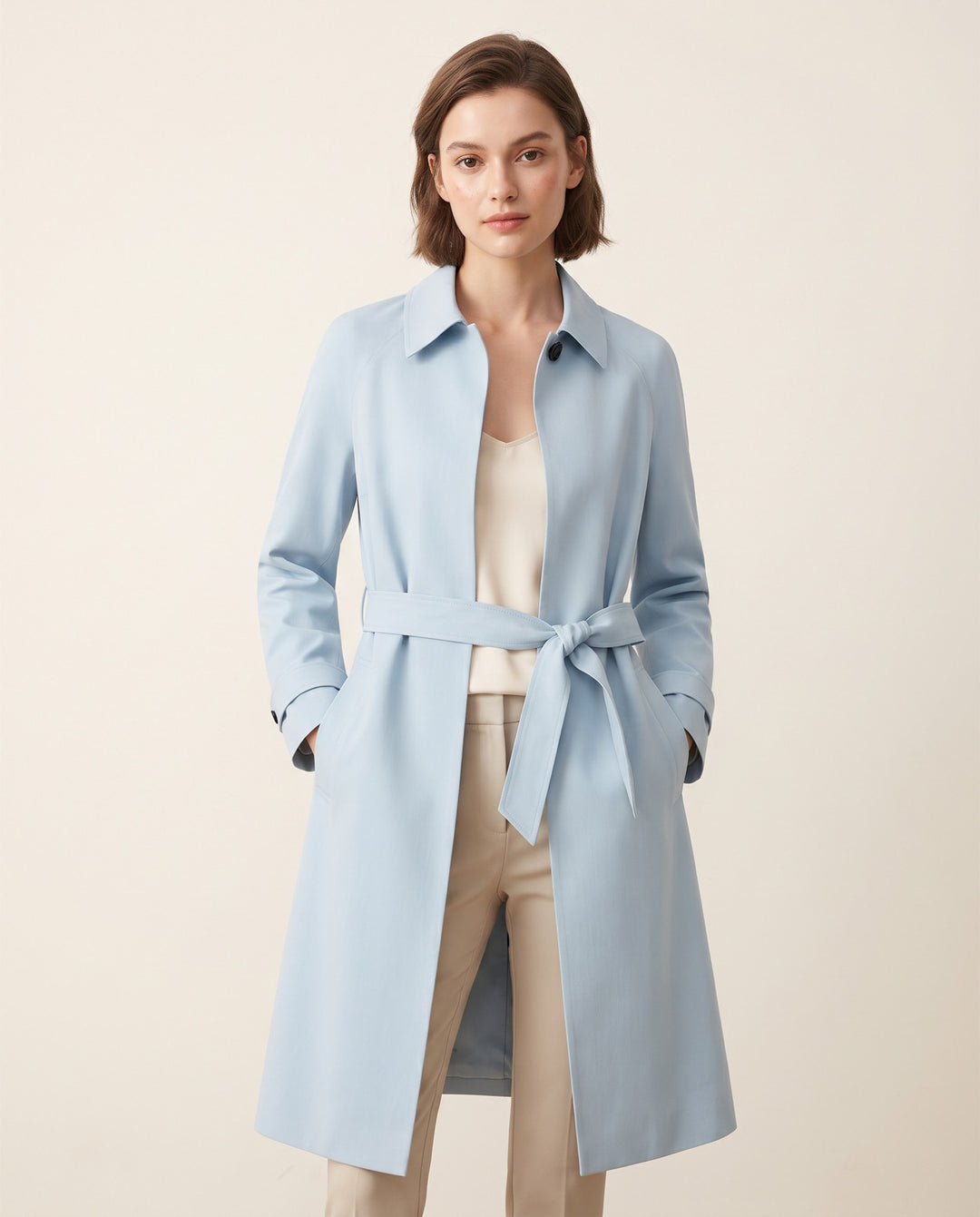 French-Collar Trench Coat