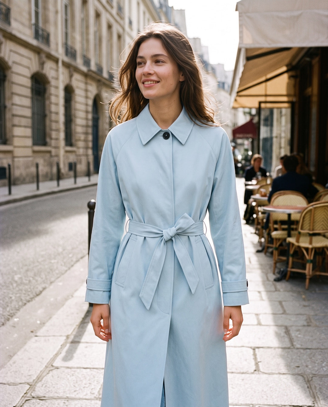French-Collar Trench Coat