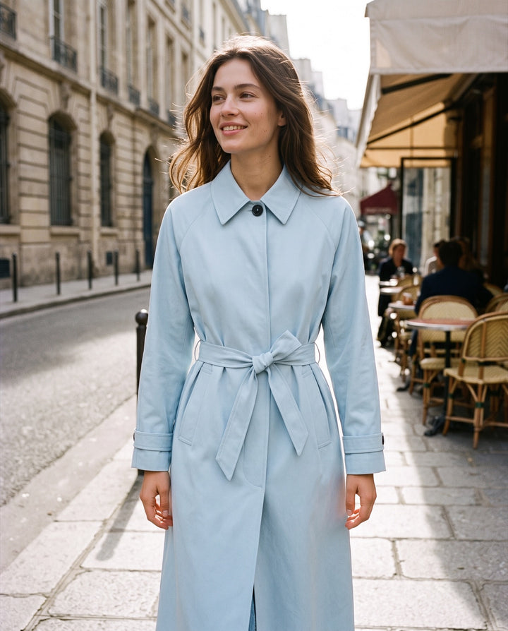 French-Collar Trench Coat