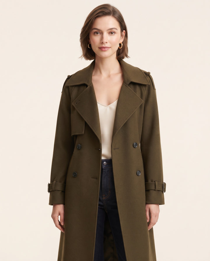 Belted Wool-Blend Trench