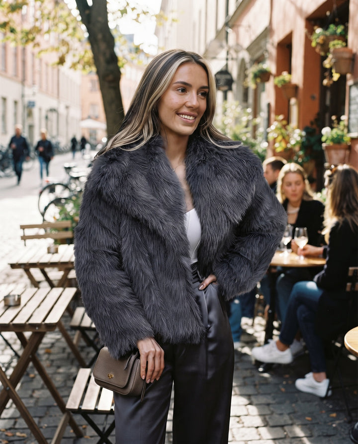 Cropped Faux Fur Jacket