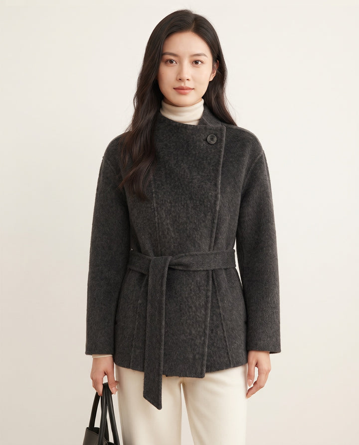 Stand-Collar Wool Coat