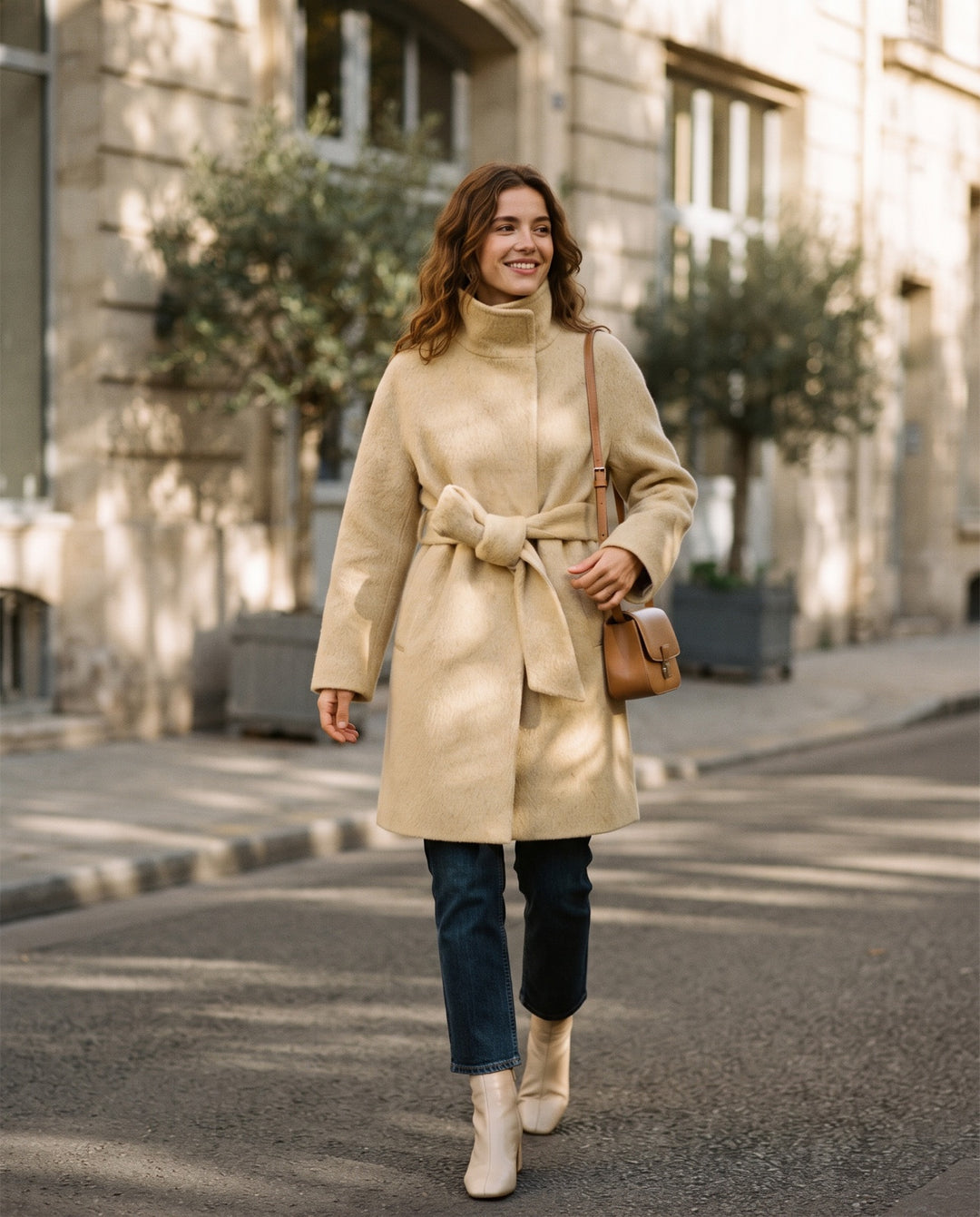 Stand-Collar Wool Coat