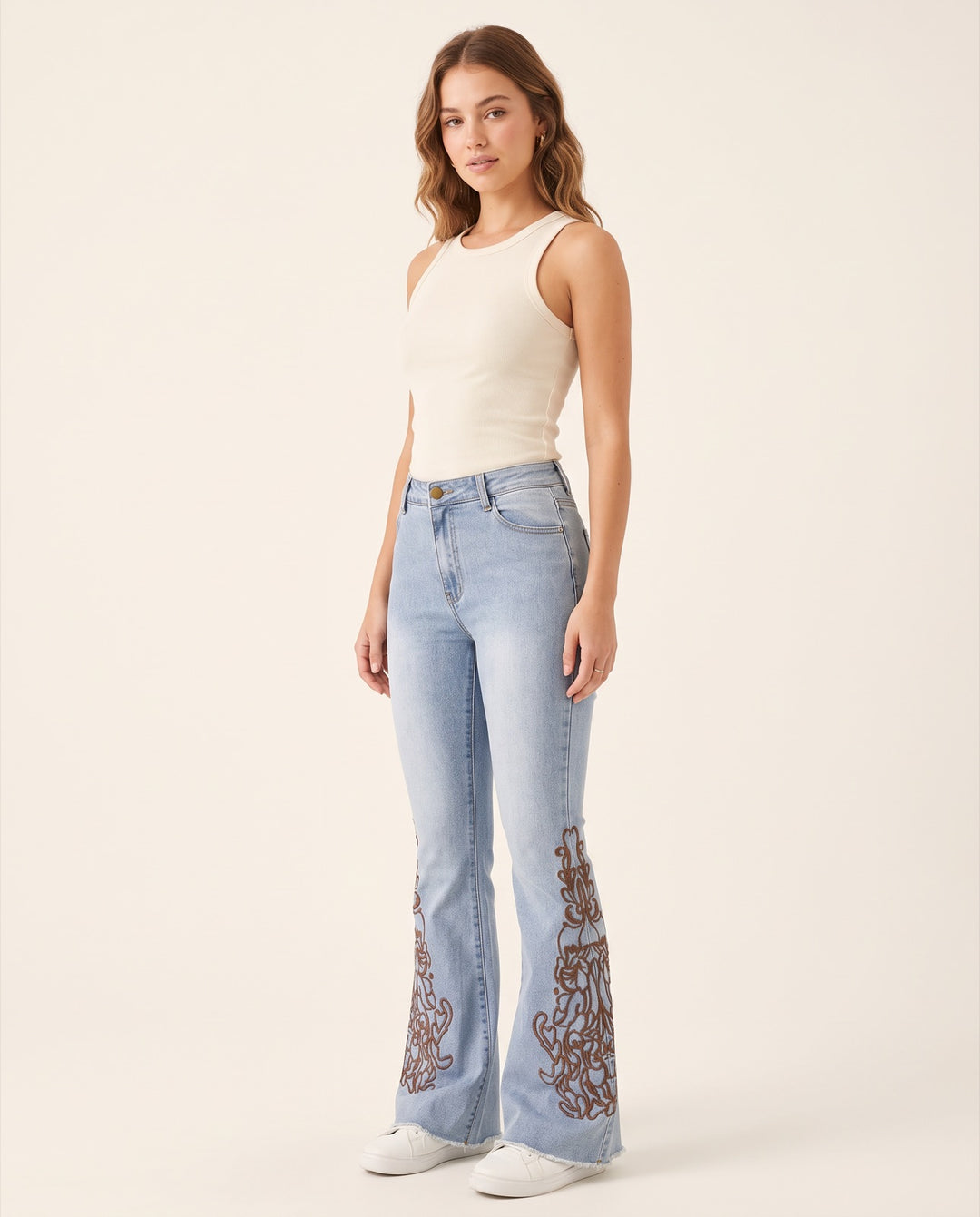 Embroidered Flare Jeans