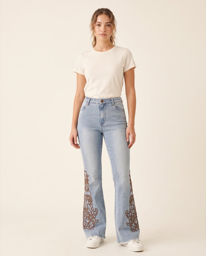 Embroidered Flare Jeans