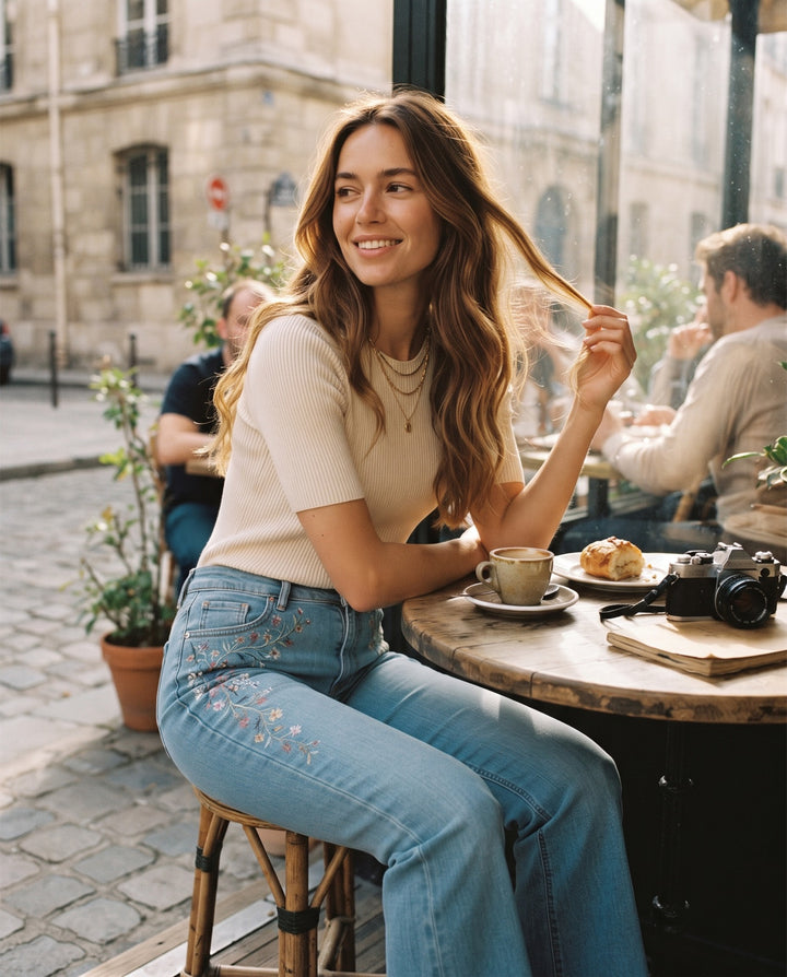 Embroidered Flare Jeans