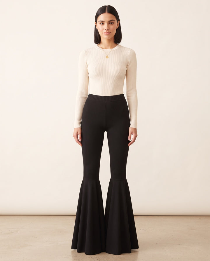 Knit Bell-Bottom Pants