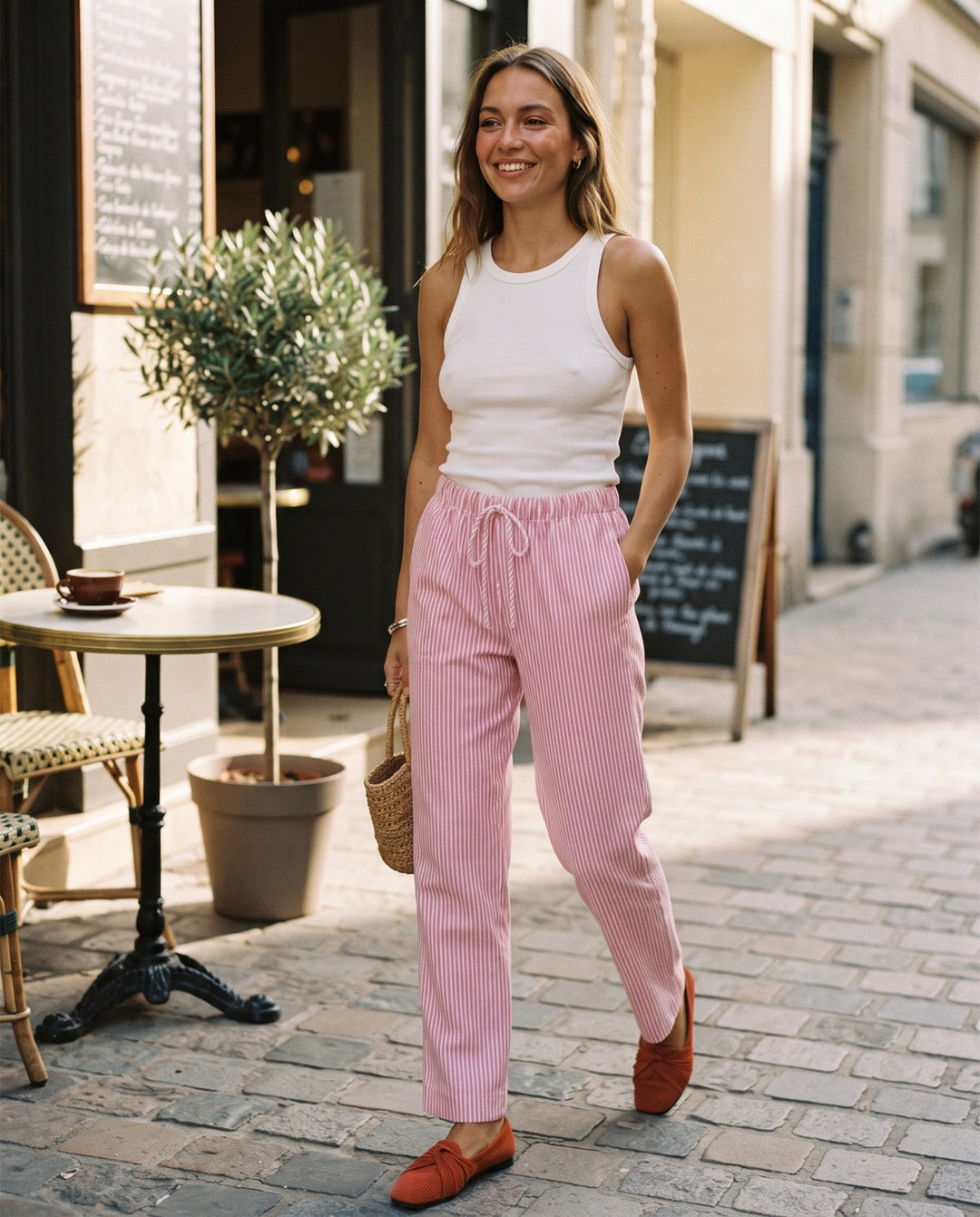Striped Straight Trousers
