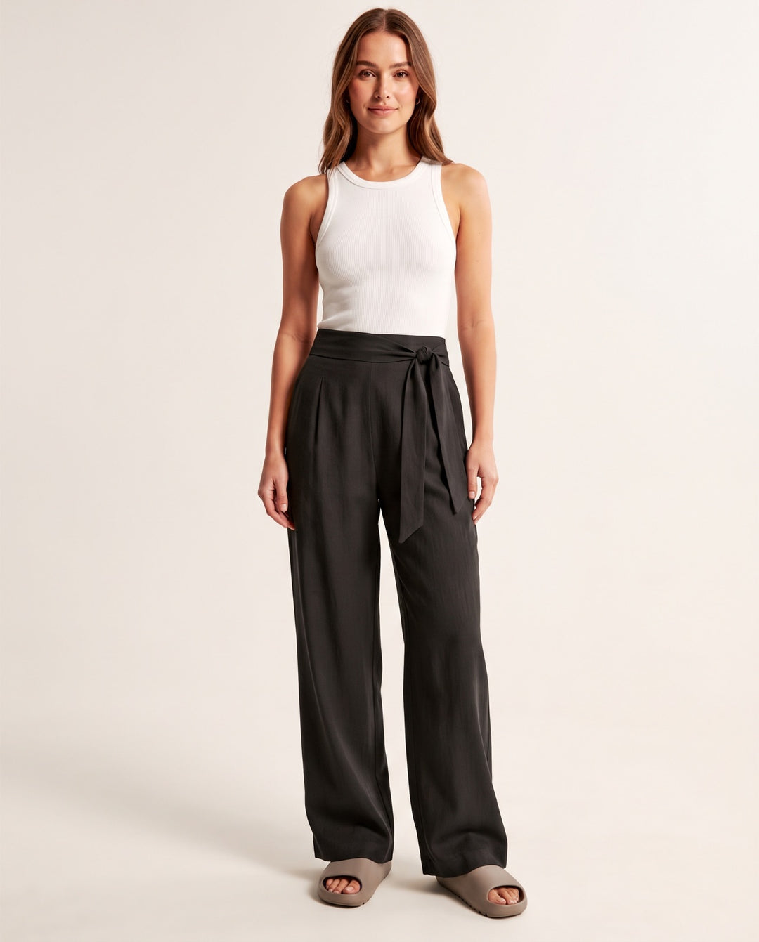 High-Waist Drawstring Trousers