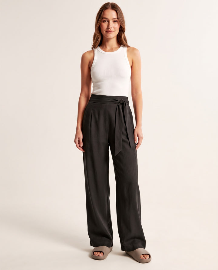 High-Waist Drawstring Trousers
