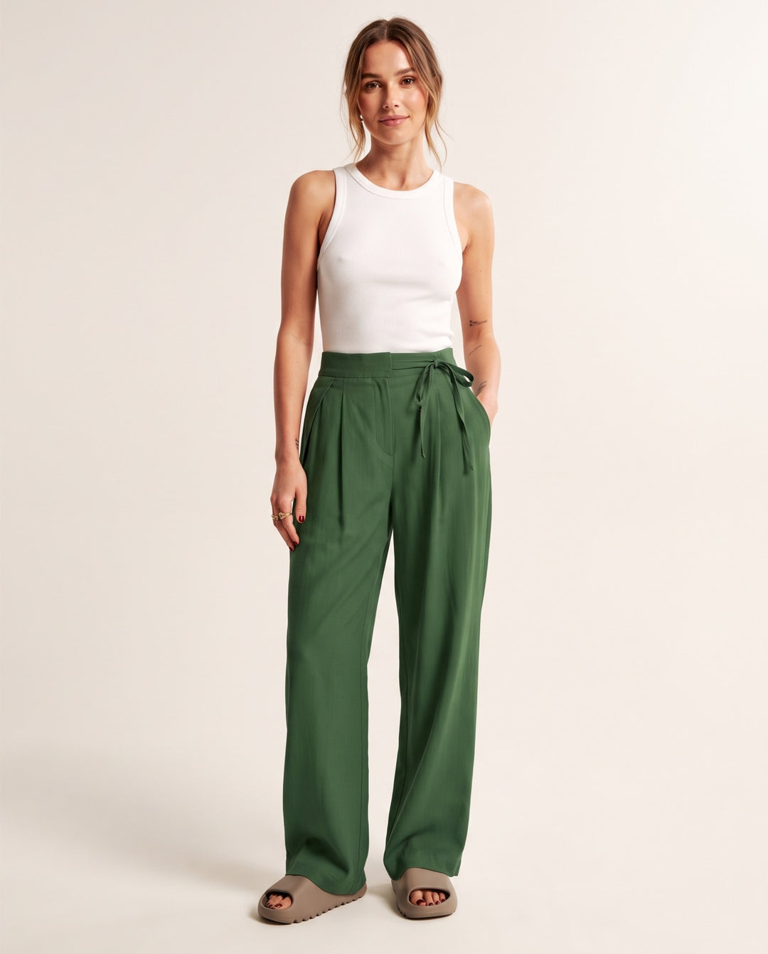 High-Waist Drawstring Trousers