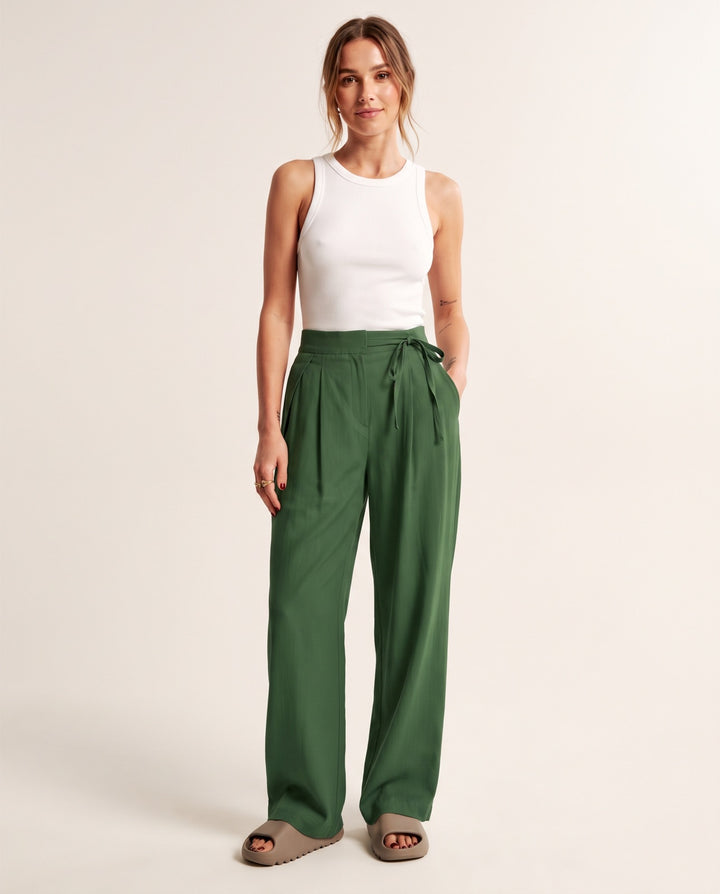High-Waist Drawstring Trousers