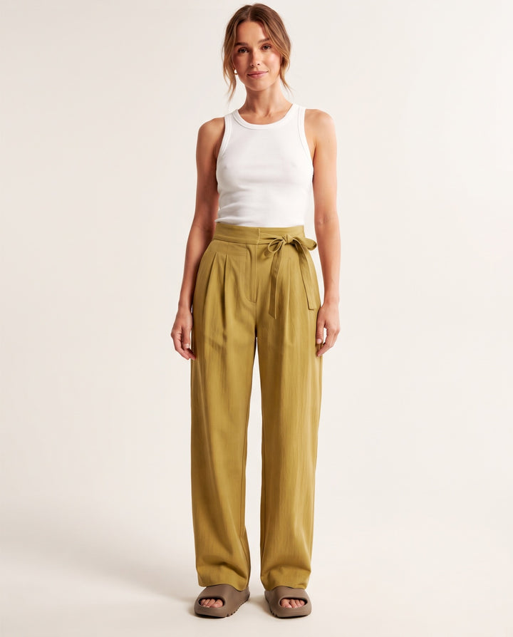 High-Waist Drawstring Trousers