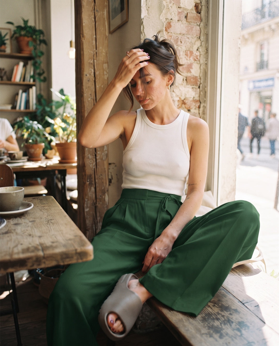 High-Waist Drawstring Trousers