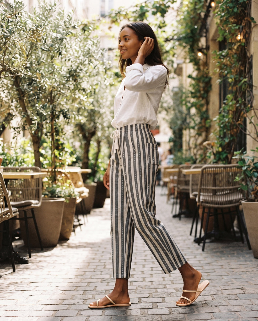 Striped Cropped Trousers