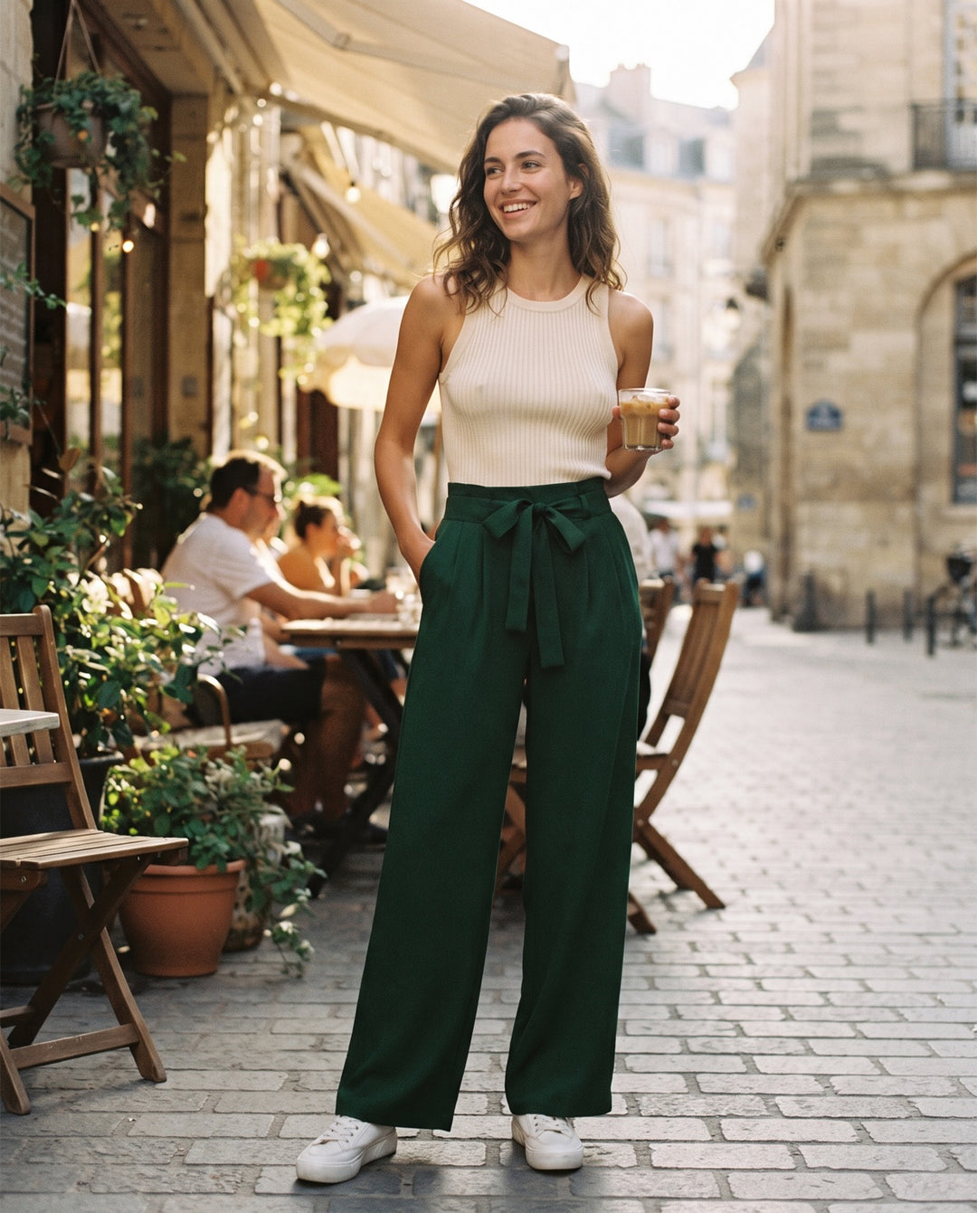 Woven Wide-Leg Trousers