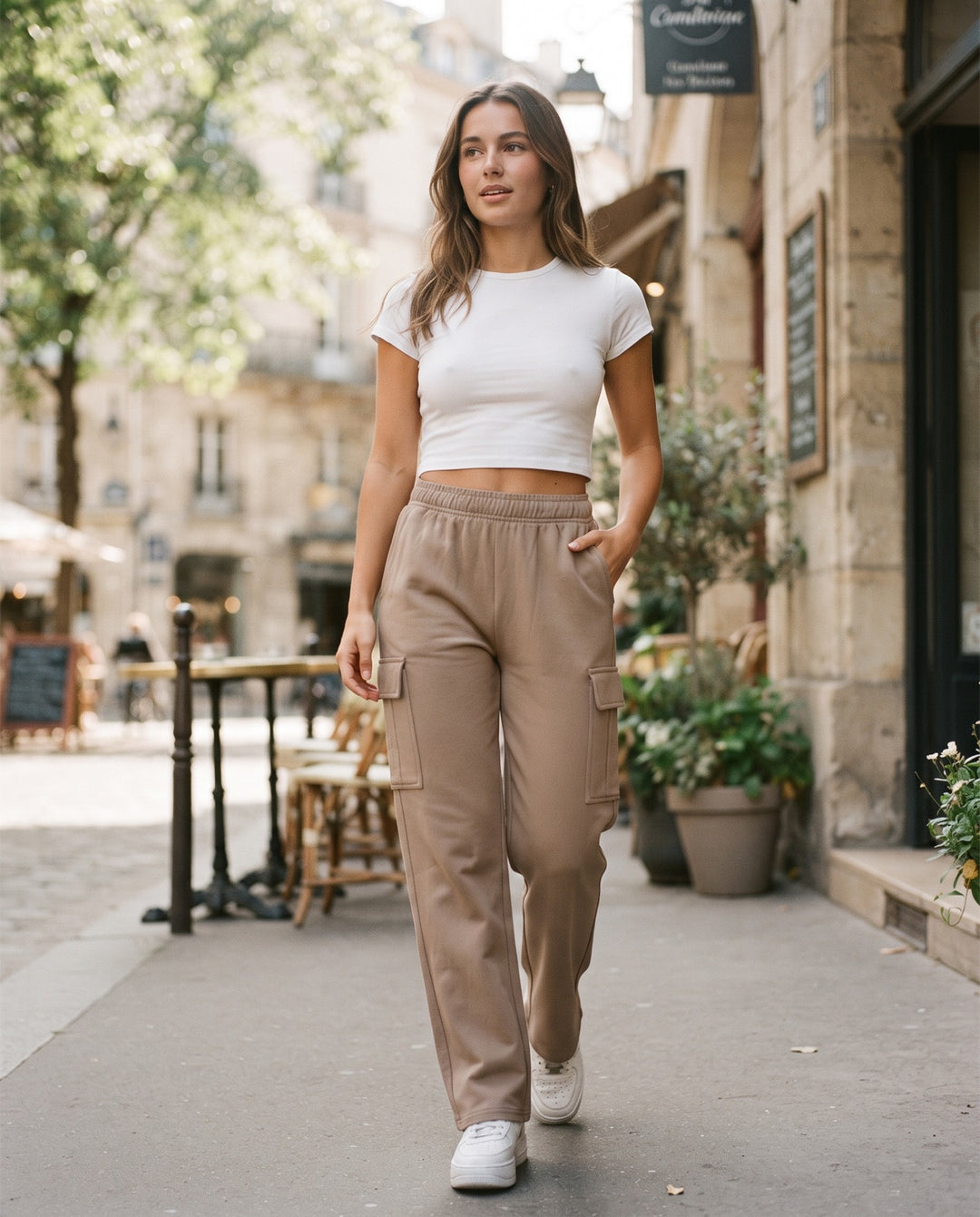 Straight-Leg Cargo Sweatpants