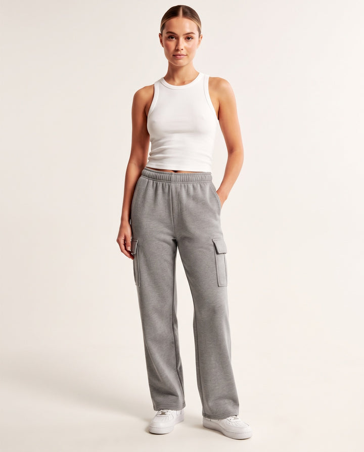 Straight-Leg Cargo Sweatpants