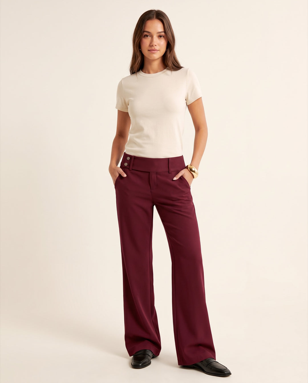 Low-Rise Wide-Leg Trousers