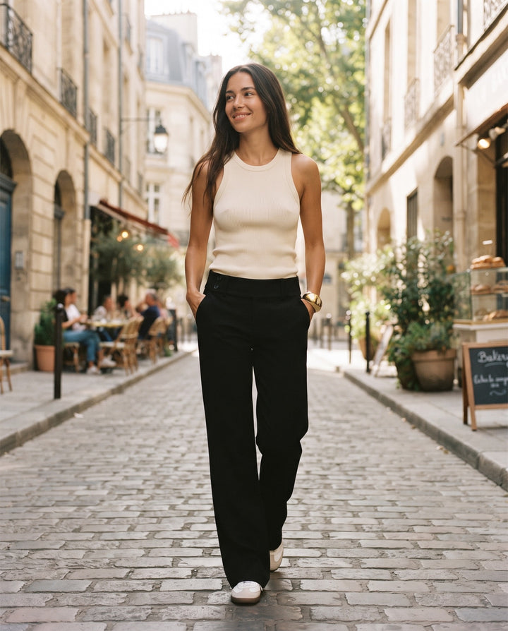 Low-Rise Wide-Leg Trousers