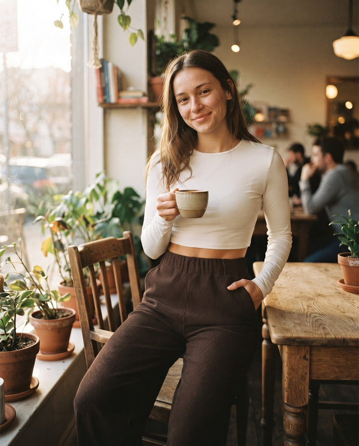 Brushed Wide-Leg Trousers