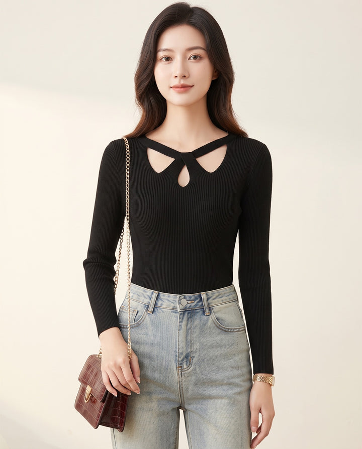 Keyhole Rib Knit Top