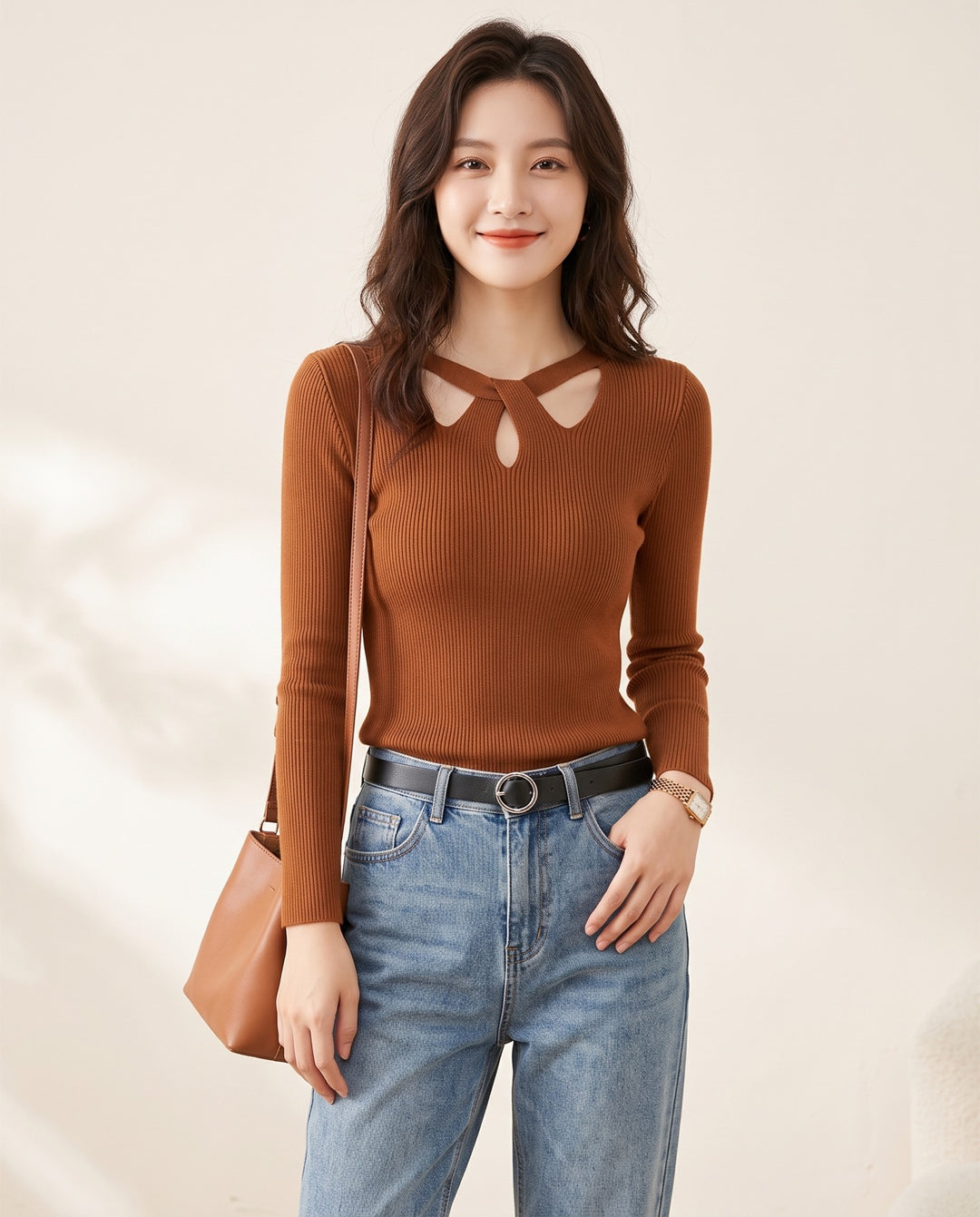Keyhole Rib Knit Top